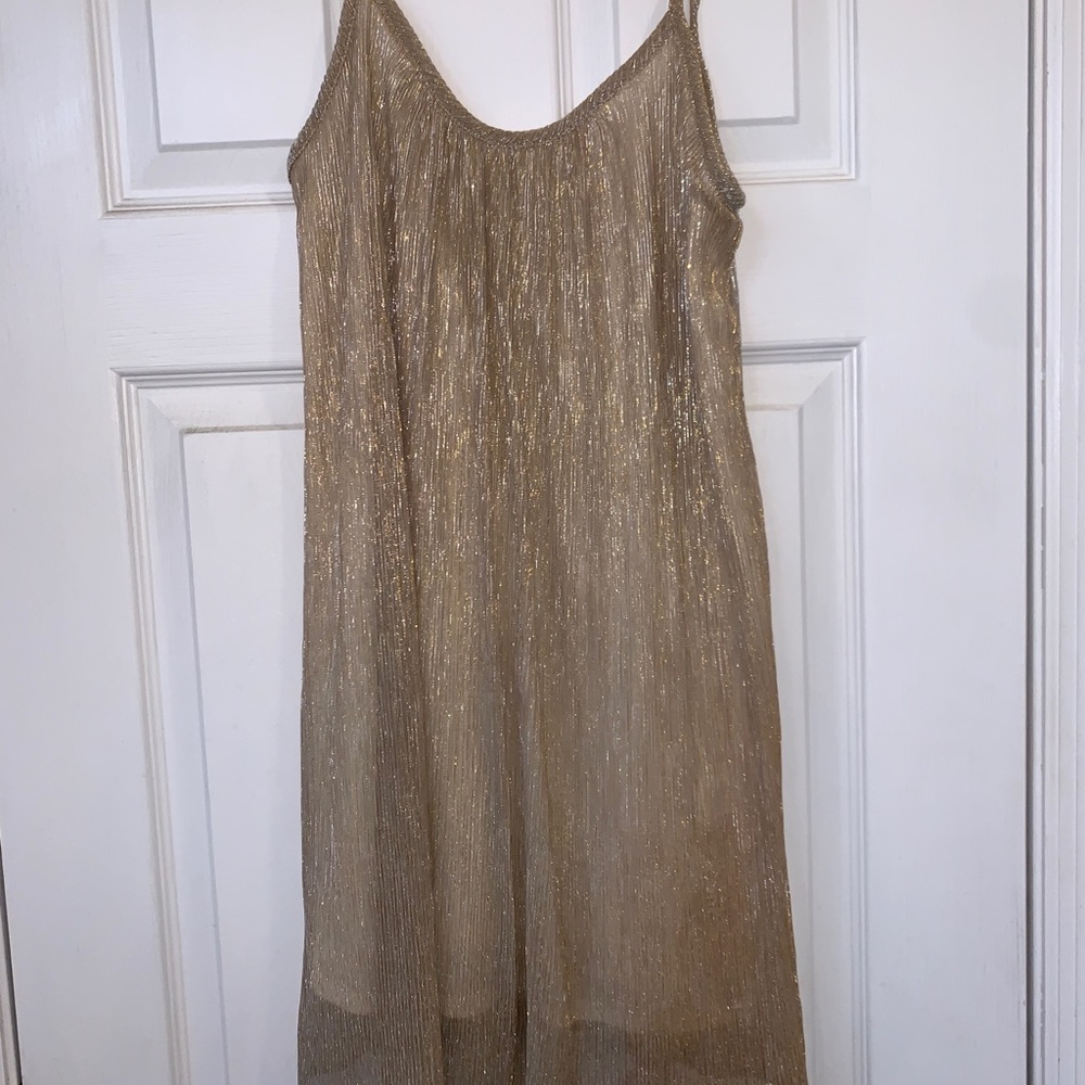 Gold shimmery mini strappy dress
